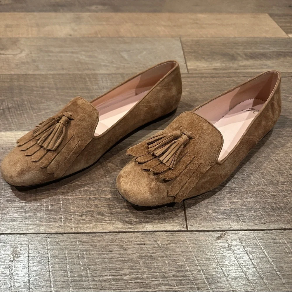 J.Crew Suede Tassel Smoking Slippers Loafers NWOT - Picture 1 of 5
